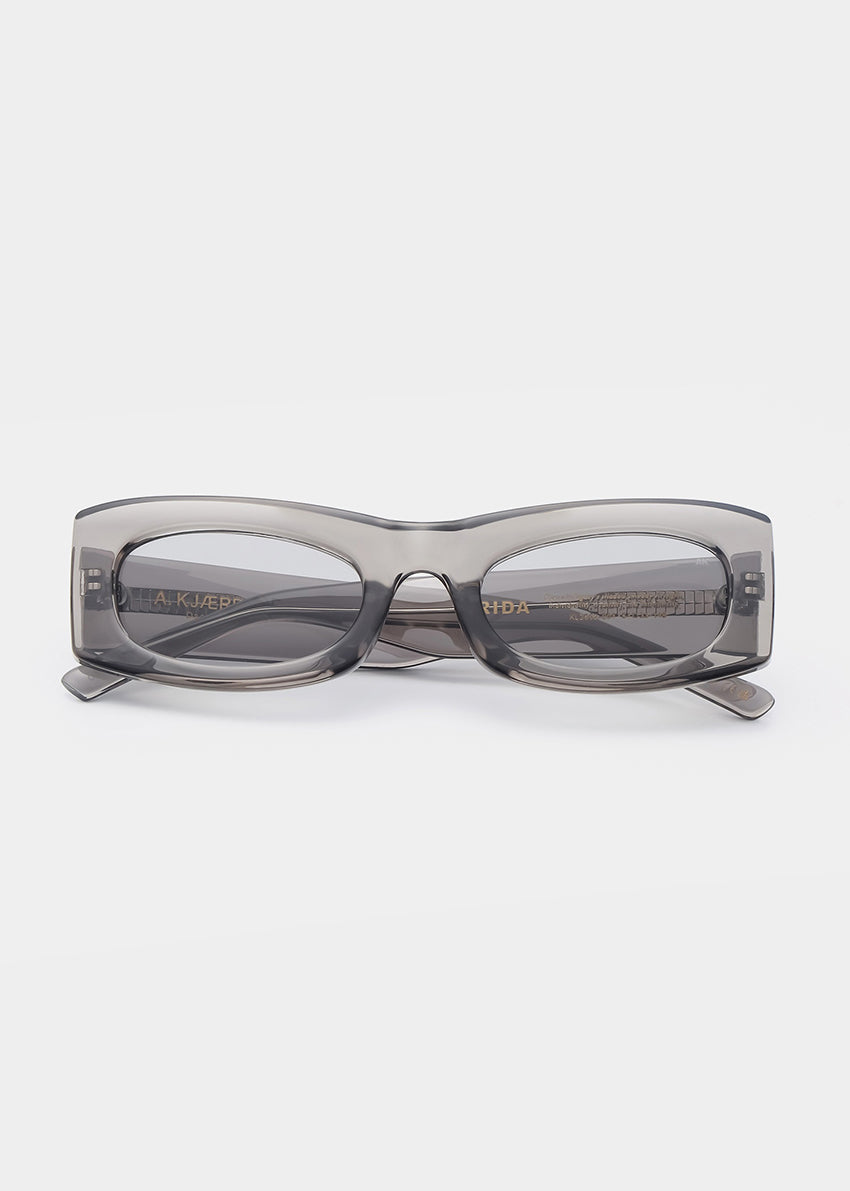 Gray sunglasses on a white background