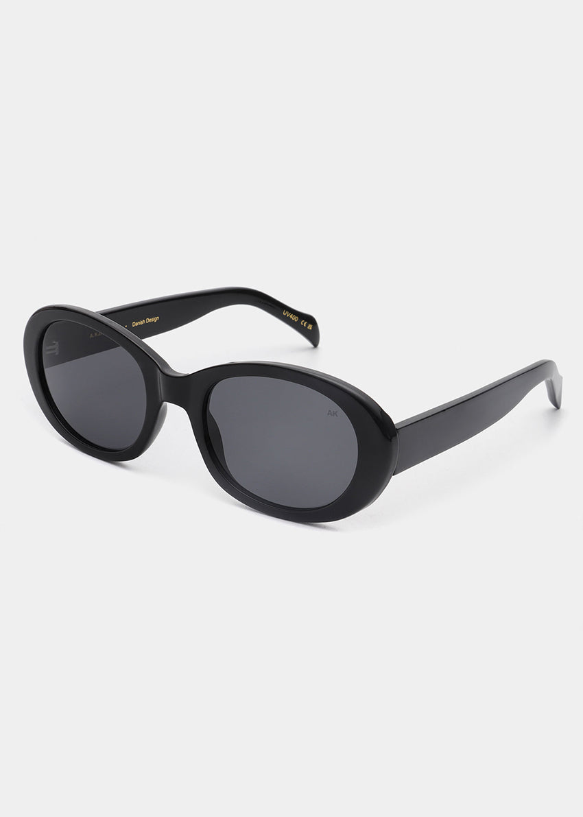 Black sunglasses with a white background