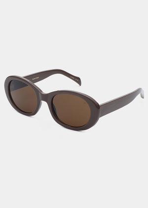 Brown sunglasses with a white background