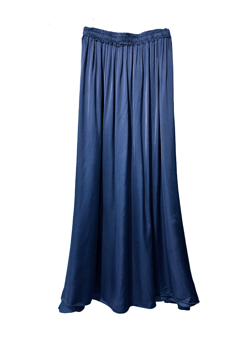 Navy blue maxi skirt on a white background