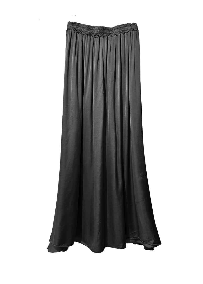 Black satin skirt on a white background