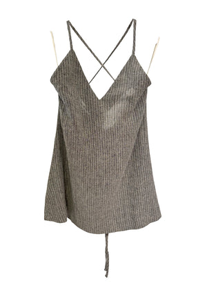 Striped tank top with thin straps on a white background