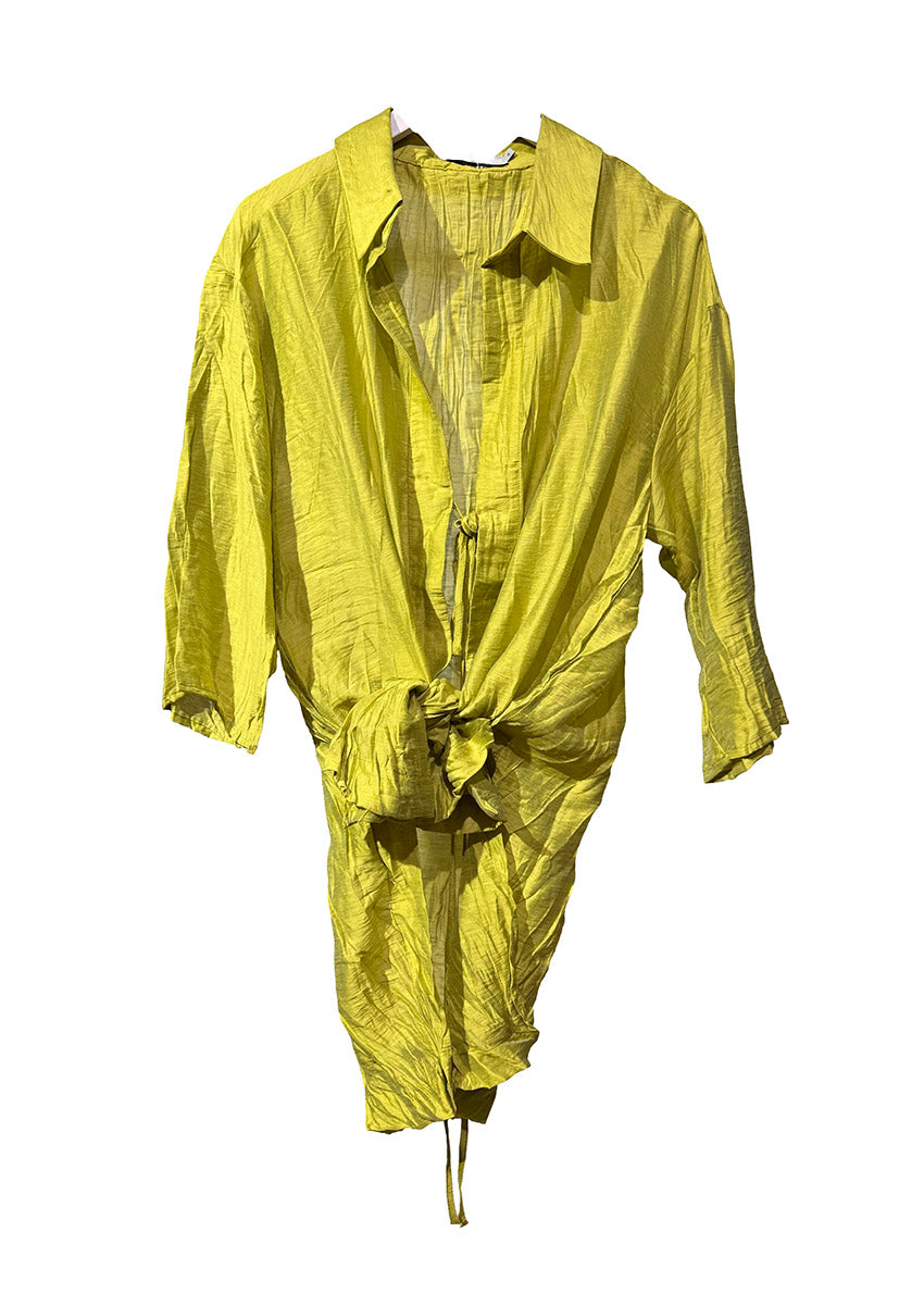 Yellow green shirt on a white background