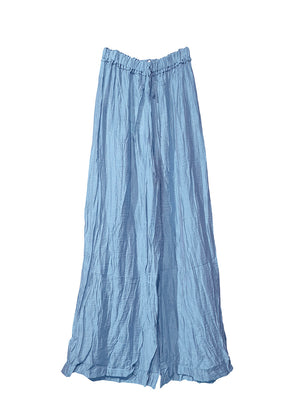 Light blue wide-leg pants on a white background