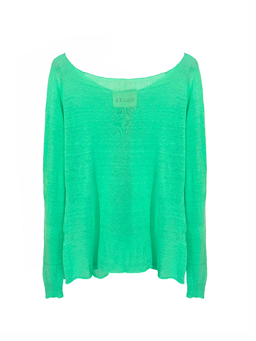 Green sweater on a white background