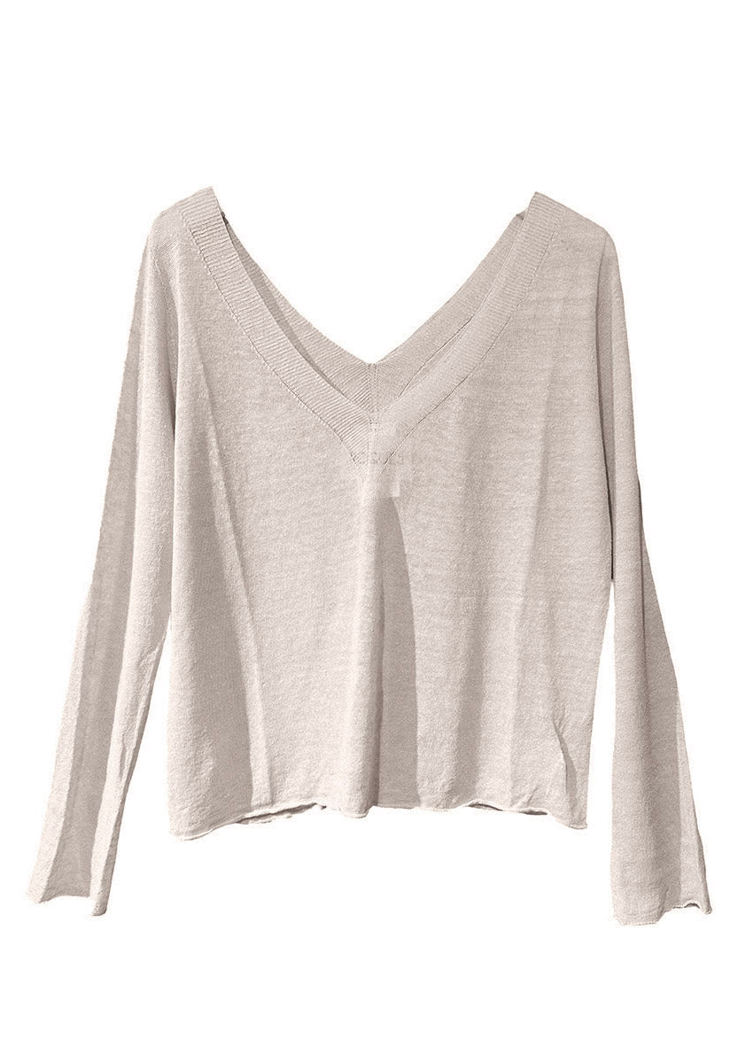 Light gray long-sleeve sweater on a white background