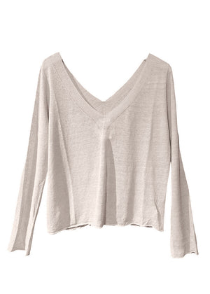 Light gray long-sleeve sweater on a white background