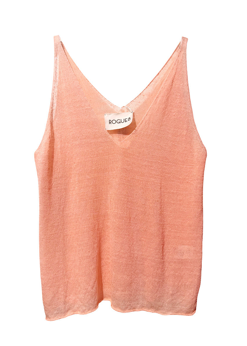 Be it your classic gal or a punk rock chick, this timeless top has got you covered. This versatile top will fulfill all your fashion cravings. A very simple large top, with a wide V front/ back, sleeveless, light and slight transparent knitted tank top