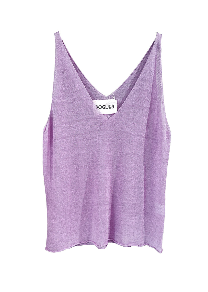 Be it your classic gal or a punk rock chick, this timeless top has got you covered. This versatile top will fulfill all your fashion cravings. A very simple large top, with a wide V front/ back, sleeveless, light and slight transparent knitted tank top
