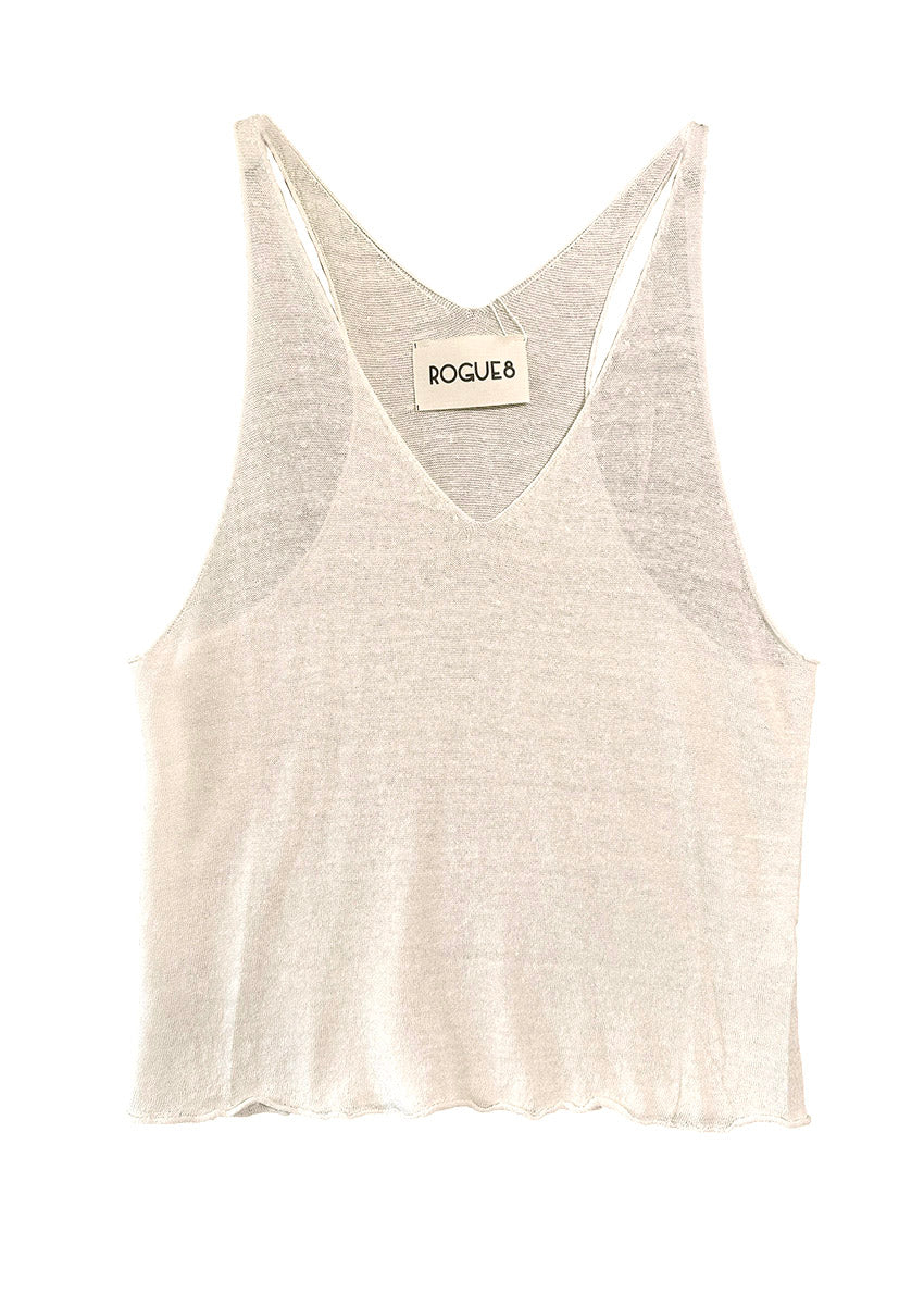 This top is like the sexy alter ego of the Miaou Top, complete with a playful halter back. With a wide V front neckline and open halter back. Its lightweight and slightly sheer texture