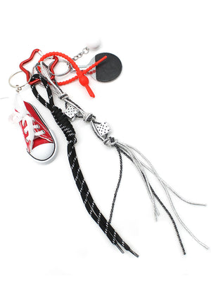 Colorful braided rope keychain charm with cute hearts bags cord . Handmade braided string hanging ornaments for your purse, a unique deco and a nice moody touch.