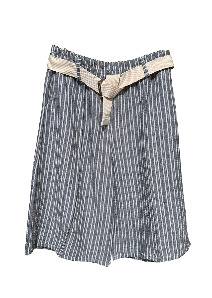 Striped shorts with a belt on a white background