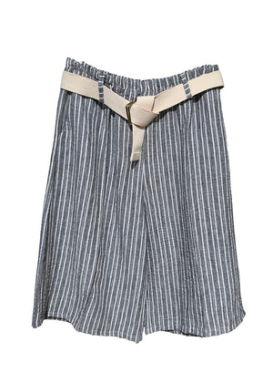 Striped shorts with a belt on a white background