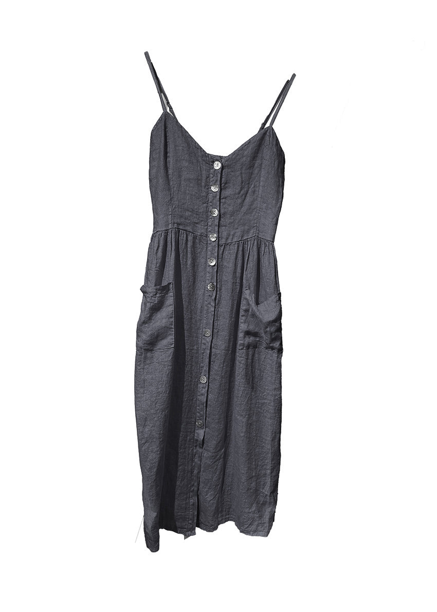 The dress sarafan it is a sleeveless dress with adjustable spaghetti straps.The dress has a button-up closure in the front. At the back, the dress features an elasticated waistband.