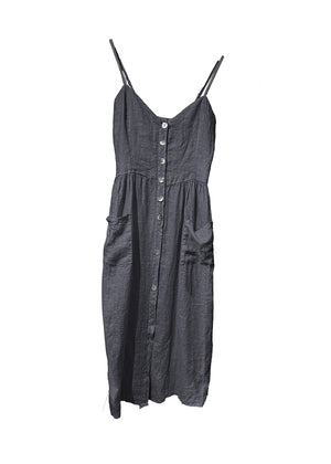 The dress sarafan it is a sleeveless dress with adjustable spaghetti straps.The dress has a button-up closure in the front. At the back, the dress features an elasticated waistband.