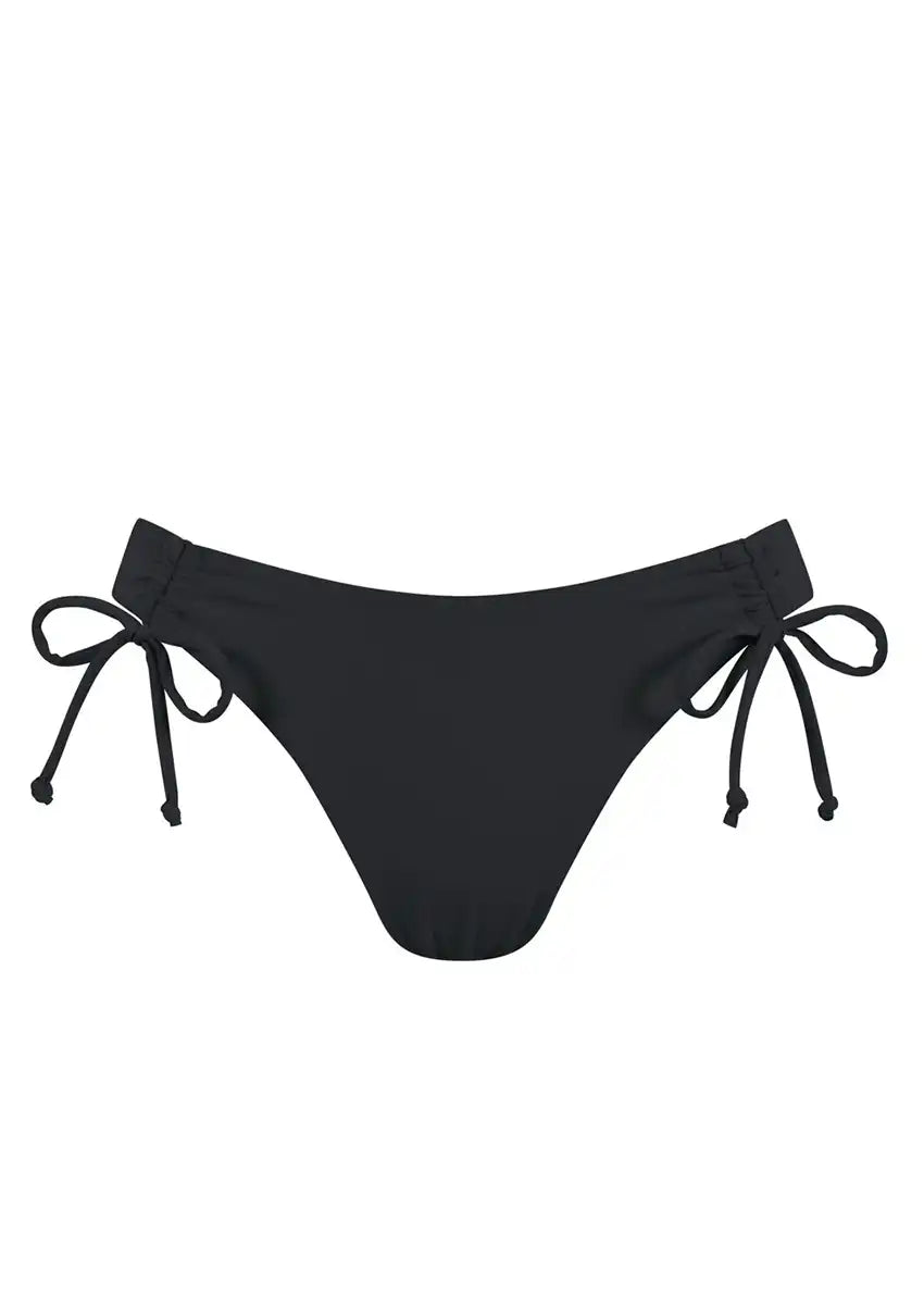 Black bikini bottom with adjustable side ties