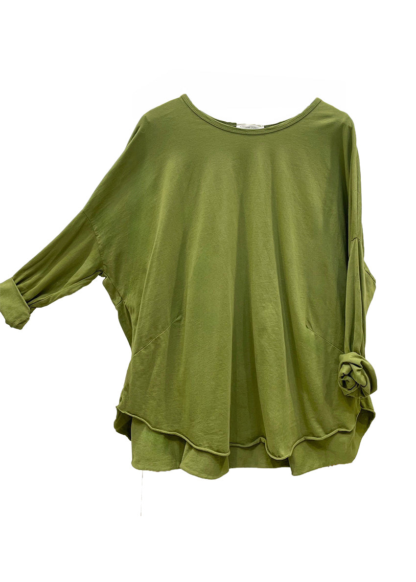 Green long-sleeve top on a white background