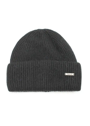Unisex black beanie, artfully crafted from a luxurious melange of soft fibers. The color block design exudes effortless sophistication, providing endless styling possibilities.