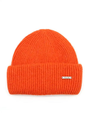 Unisex orange beanie, artfully crafted from a luxurious melange of soft fibers. The color block design exudes effortless sophistication, providing endless styling possibilities.