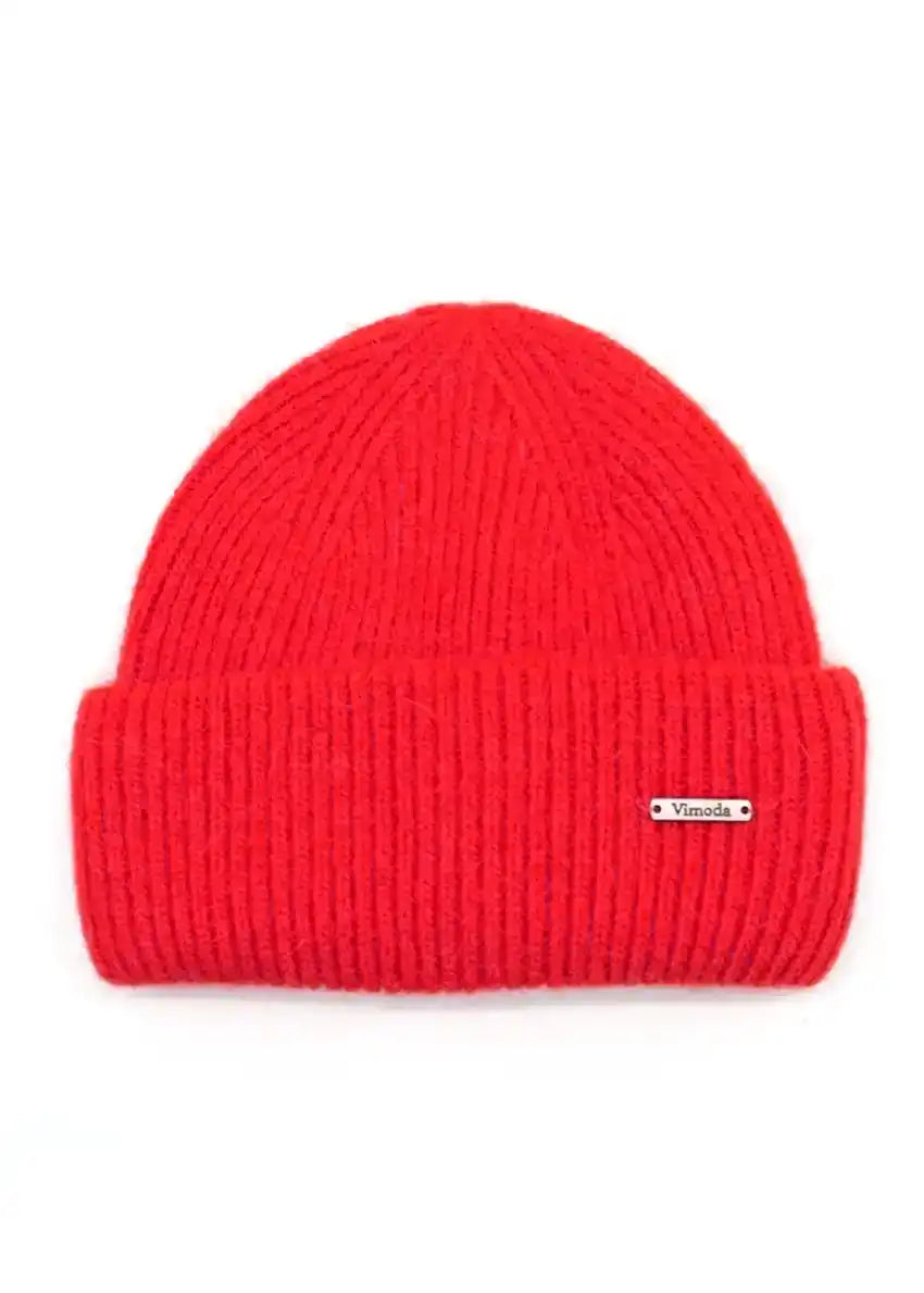 Unisex red beanie, artfully crafted from a luxurious melange of soft fibers. The color block design exudes effortless sophistication, providing endless styling possibilities.