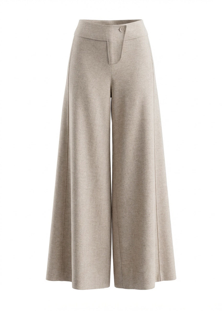 Beige wide-leg pants on a white background