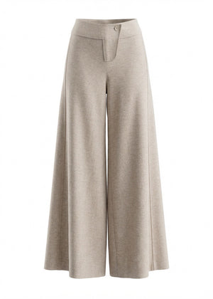 Beige wide-leg pants on a white background