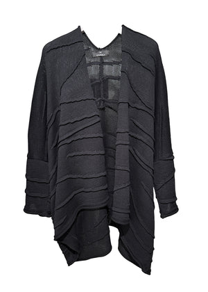 Black textured cardigan on a white background