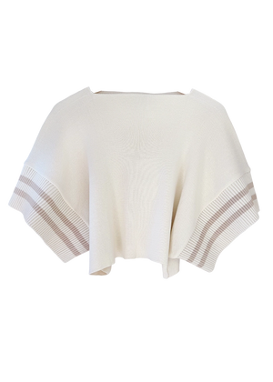 Knit short – sleeved crop top made of 100% Greek cotton in a loose fit. It features a design with details of stripes.