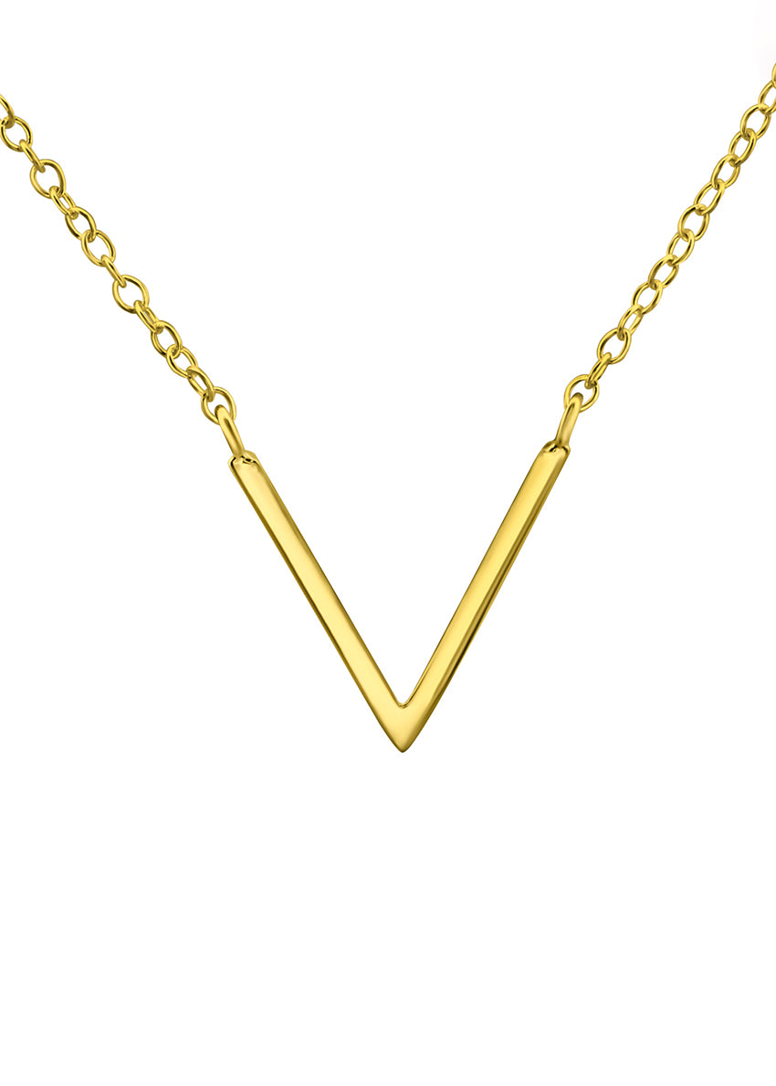 A gold-plated chevron necklace with a silver weight of 1.15 g, featuring a V-shaped pendant on a chain.