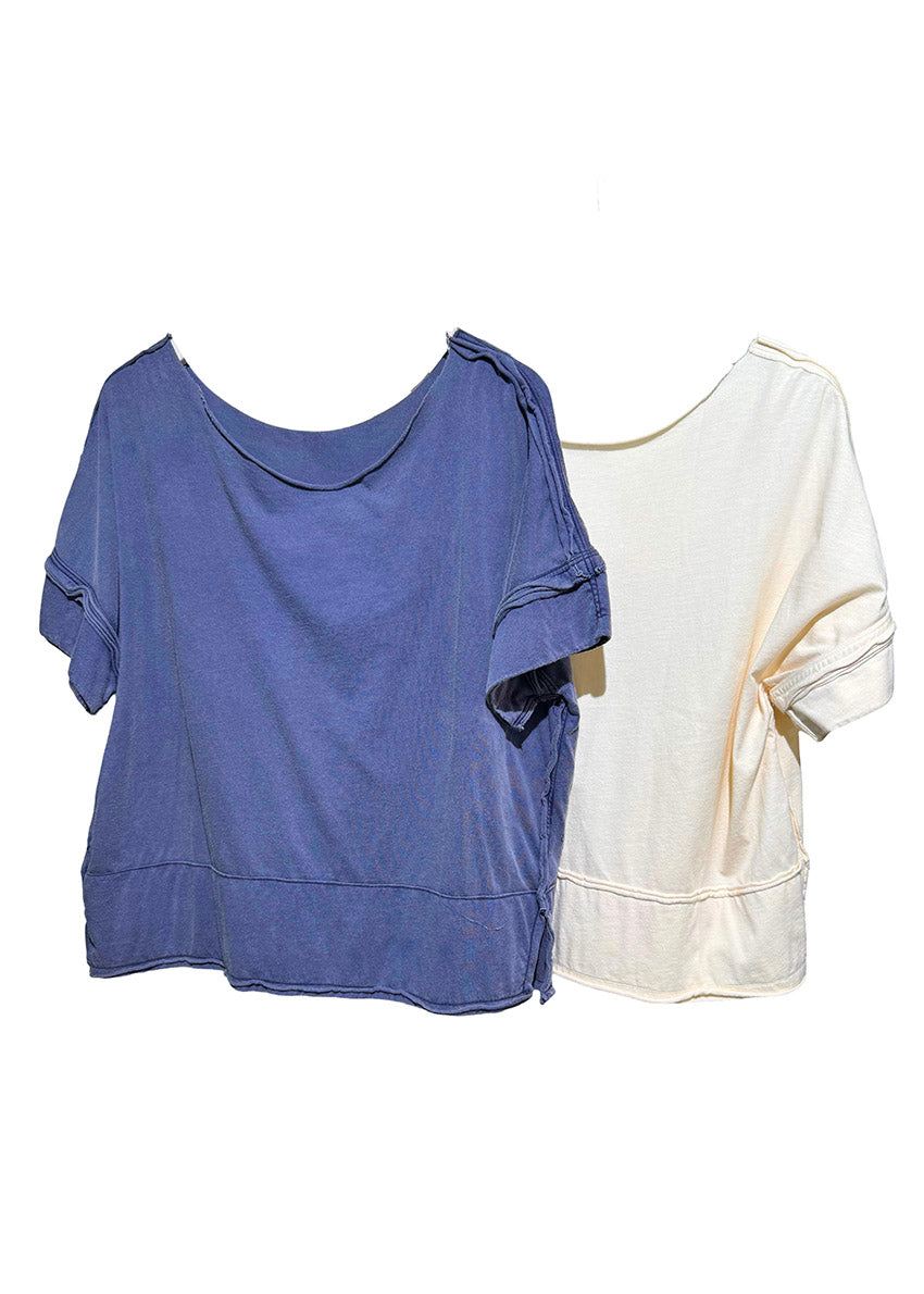 Blue and white tops on a white background