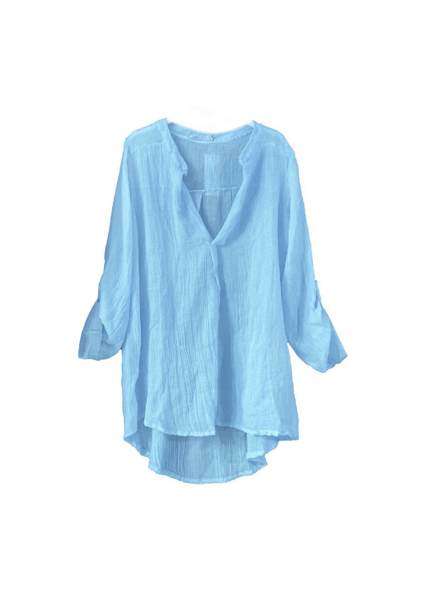 A light steel blue shirt on a white background 