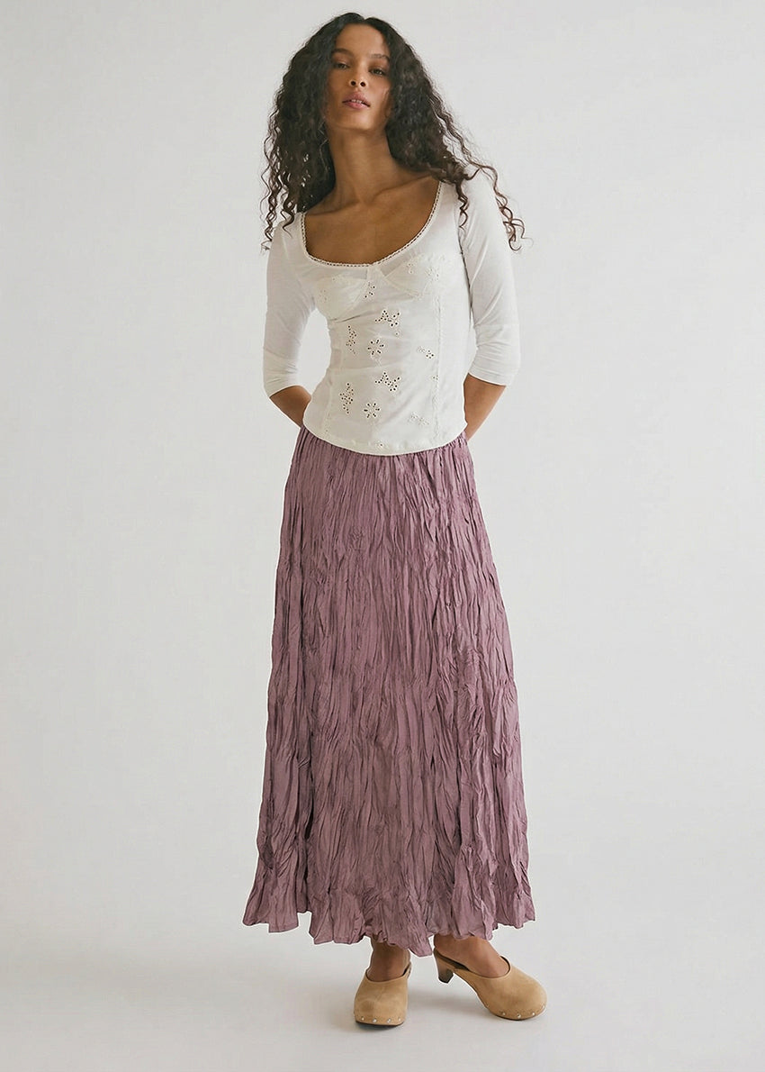 Pink textures skirt on a white background