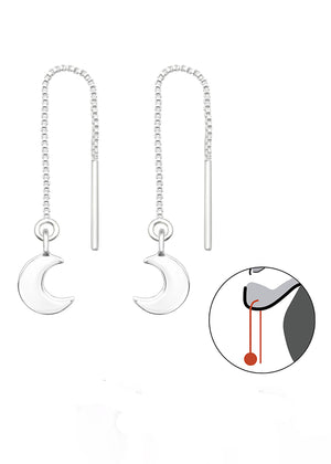 Moon silver earrings on a white background 