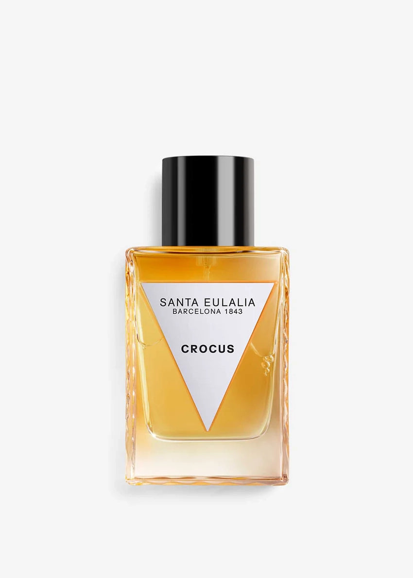 Perfume bottle labeled 'Santa Eulalia Crocus' on a white background