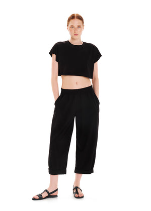 Cropped top made of cotton fabric