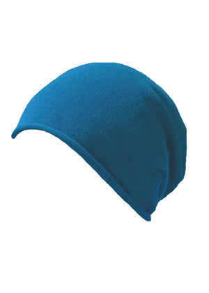 Cotton cute blue beanie. The fine cotton is exceptionally suited to those with sensitive skin