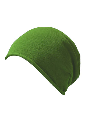 Cotton cute green beanie. The fine cotton is exceptionally suited to those with sensitive skin