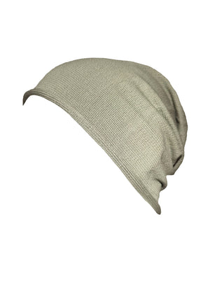 Cotton cute light green kaki beanie. The fine cotton is exceptionally suited to those with sensitive skin