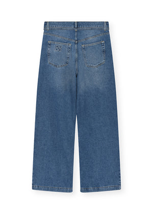 Blue jeans on a white background