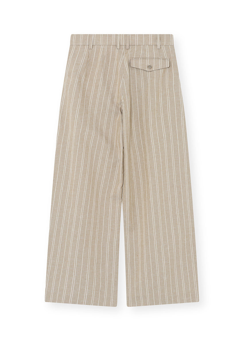 Beige striped pants on a white background