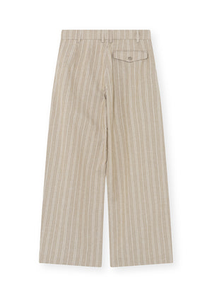 Beige striped pants on a white background