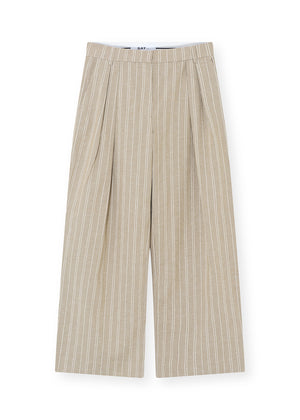 Beige striped pants on a white background