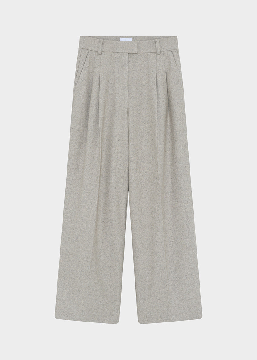 Light gray wide-leg pants on a white background
