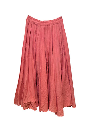 Women’s lightweight crinkled midi skirt in Indian Red