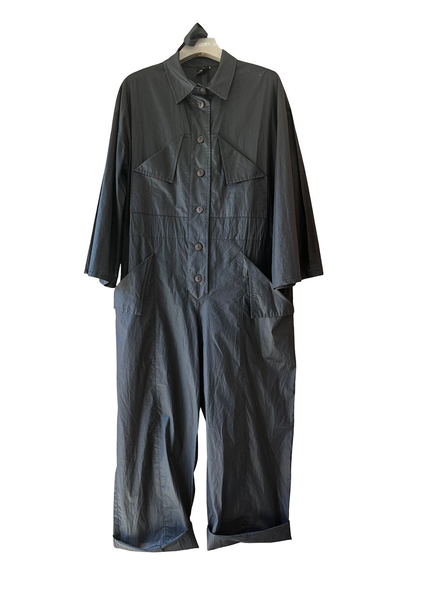 Dark gray jumpsuit on a white background
