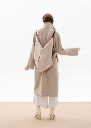 Oversized, slouchy, double bag made of wool blend fabric.