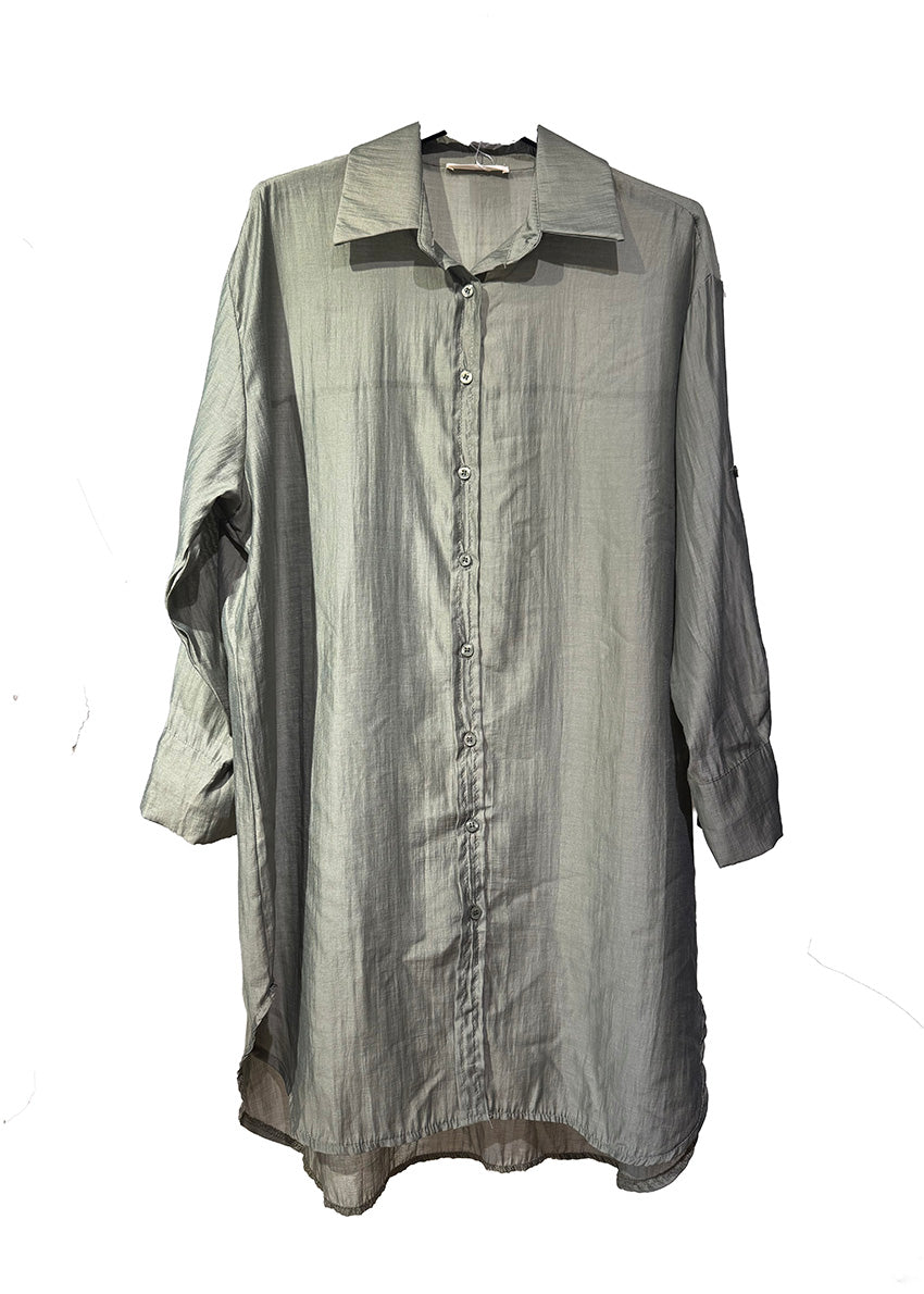 Long-sleeve shirt with a subtle pattern on a white background