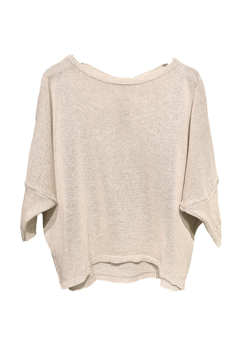 Cornsilk crop top - sweater that makes you feel like a teenager! Featuring a wide boat neckline. Its cropped cut and 3/4 sleeves
