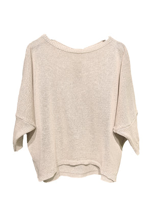 Cornsilk crop top - sweater that makes you feel like a teenager! Featuring a wide boat neckline. Its cropped cut and 3/4 sleeves