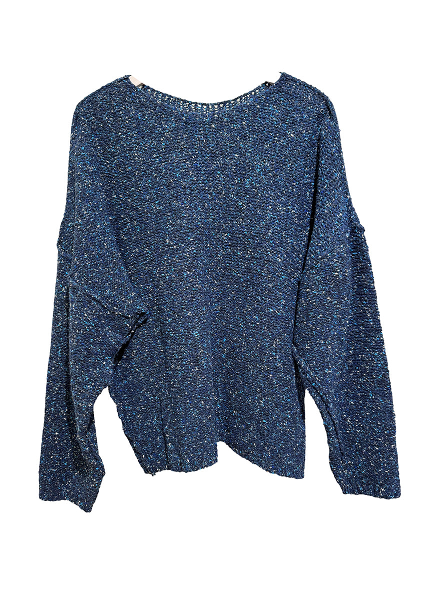 Blue knitted sweater on a white background